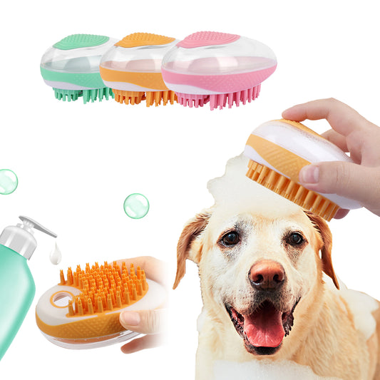 2-in-1 Pet Bath Massage Brush Soft Silicone Grooming Comb