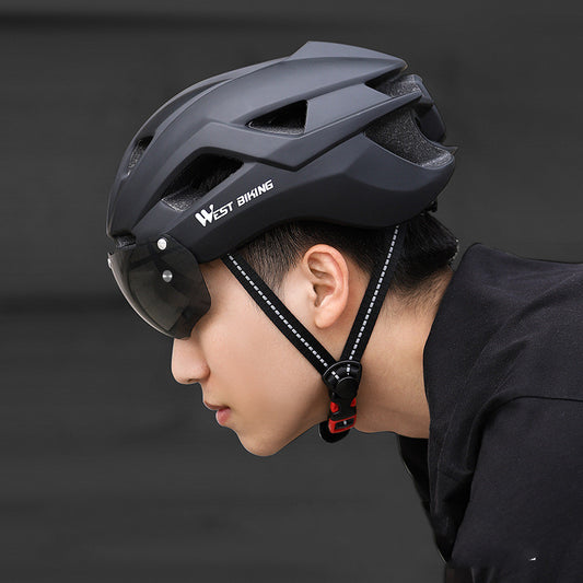 Integrated Goggles Cycling Helmet for Mountain Road Biking